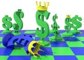 Dollar symbol domination over the euro symbol Royalty Free Stock Photo