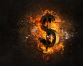 Dollar symbol in fire