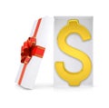 Dollar symbol in gift box Royalty Free Stock Photo