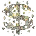 Dollar symbol jigsaw Royalty Free Stock Photo