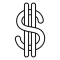 Dollar symbol, letter s two vertical lines, cartoon dollar symbol Royalty Free Stock Photo