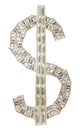 The dollar symbol is made of banknotes