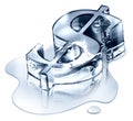 Dollar symbol in melting ice Royalty Free Stock Photo