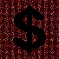 Dollar symbol on red hex code illustration