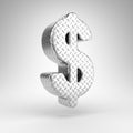 Dollar symbol on white background. Aluminium 3D sign with checkered plate texture Royalty Free Stock Photo
