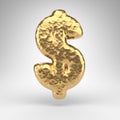 Dollar symbol on white background. Hammered brass 3D sign with shiny metallic texture Royalty Free Stock Photo