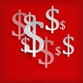 dollar symbols on red Royalty Free Stock Photo