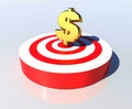 Dollar target red circle isolated - 3d rendering