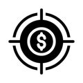 Dollar target vector glyph flat icon Royalty Free Stock Photo