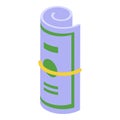 Dollar tip roll icon isometric vector. Money stack