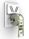 Dollar in the toilet paper Royalty Free Stock Photo