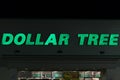 Dollar Tree sign at night