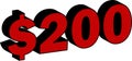 $200 dollar two hundred price symbol red Royalty Free Stock Photo