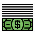 A dollar under lines icon color outline vector Royalty Free Stock Photo