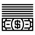 A dollar under lines icon, outline style Royalty Free Stock Photo