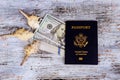 Dollar with passport and Money saving and travel holiday concept