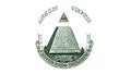 Dollar USA, pyramid, Eye of Providence. Extreme closeup.Macro. P Royalty Free Stock Photo