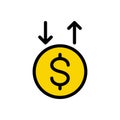 Dollar vector colour line  icon Royalty Free Stock Photo