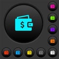 Dollar wallet dark push buttons with color icons