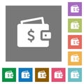 Dollar wallet square flat icons Royalty Free Stock Photo