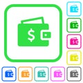 Dollar wallet vivid colored flat icons icons