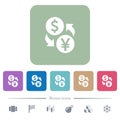Dollar Yen money exchange flat icons on color rounded square backgrounds Royalty Free Stock Photo
