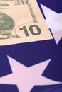 Dollars on american flag Royalty Free Stock Photo