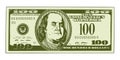 100 Dollars Banknote, bill one hundred dollars, american president Benjamin Franklin - vector illustration Royalty Free Stock Photo