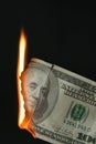 Dollars bill on fire