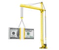 Dollars Bills lifted by Hoisting Crane Royalty Free Stock Photo