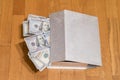dollars in a box. Small treasure box full with money, US 100 dollar bills. Royalty Free Stock Photo