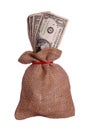 Dollars in brown sack