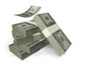 Dollars buddles isolated in white background flying Royalty Free Stock Photo
