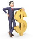 Dollars Businessman Represents Wealthy Bank And Entrepreneurs 3d Rendering