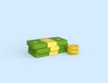 Dollars and coins 3D render icon Royalty Free Stock Photo