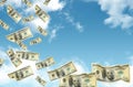 Dollars falling from the sky Royalty Free Stock Photo