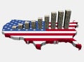 Dollars graph on USA map flag Royalty Free Stock Photo