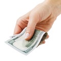 Dollars in hand close up isolated Royalty Free Stock Photo