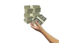 Dollars hand holding money offer money Royalty Free Stock Photo