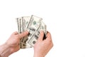 Dollars in the hands Royalty Free Stock Photo