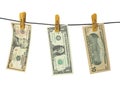 Dollars hang on clothes-peg Royalty Free Stock Photo