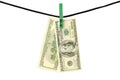 Dollars hanging on a string