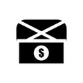 Dollars in a mail icon vector sign and symbol isolated on white background, Dollars in a mail logo concept Royalty Free Stock Photo