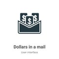 Dollars in a mail vector icon on white background. Flat vector dollars in a mail icon symbol sign from modern user interface Royalty Free Stock Photo