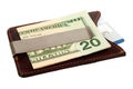 Dollars in money clip and credit card. Royalty Free Stock Photo