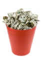 Dollars in Red Garbage Can Royalty Free Stock Photo
