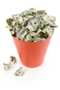 Dollars in Red Garbage Can Royalty Free Stock Photo