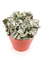 Dollars in Red Garbage Can Royalty Free Stock Photo