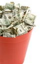 Dollars in Red Garbage Can Royalty Free Stock Photo