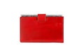 Dollars in red leather purse isolated on white Royalty Free Stock Photo